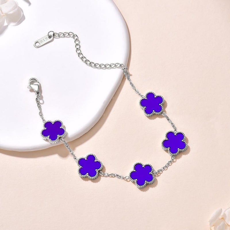 FLY FEI 18K Gold-Plated Four Leaf Clover Bracelet for Women,Adjustable lucky Bracelet Set Jewelry Gift-Hypoallergenic Charm for Birthdays, Wellness & Daily Wear - Image 2